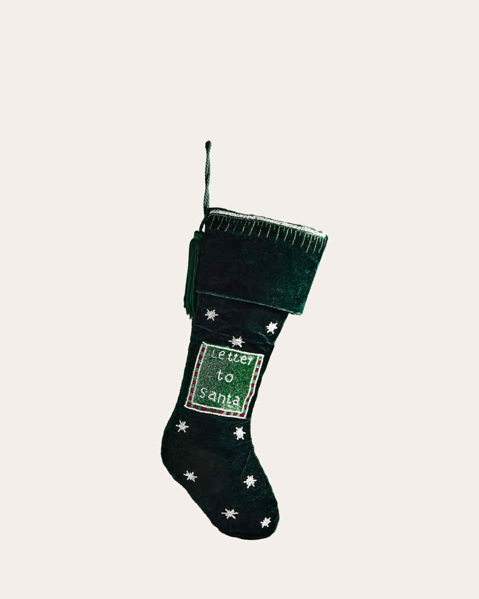 Velvet Letter to Santa Christmas Stocking